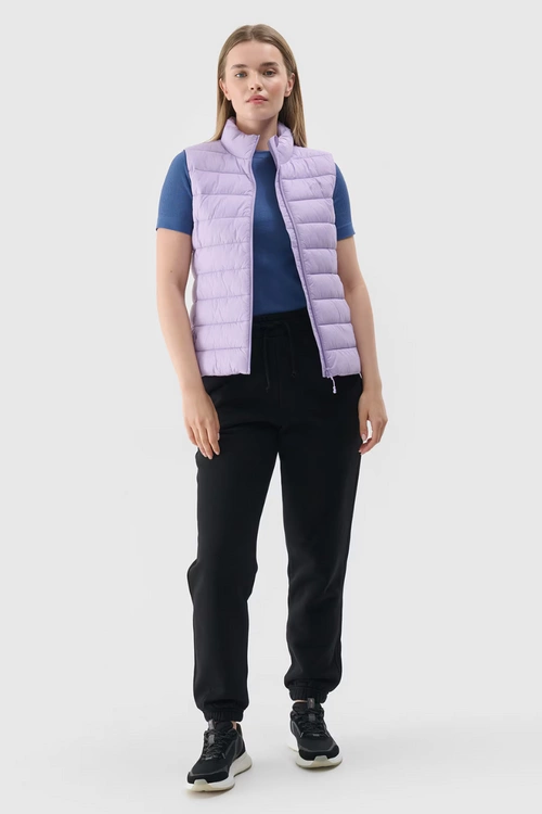 Bezrękawnik Damski Puchowy Ze Stójką 4F 4FWAW24TVJAF139-52S Fioletowy