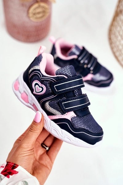 Sportowe Buty Dziecięce Świecące Na Rzepy Granatowe Scarlet