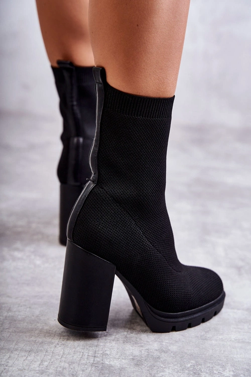 Damskie Botki Materiałowe Czarne Louve