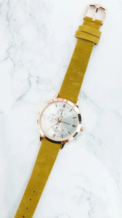 Damski Zegarek Ernest Darsi Miodowy Zamsz