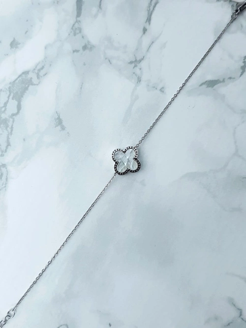 Damska Bransoleta Na Łańcuszku Kwiatek Srebrna Selene