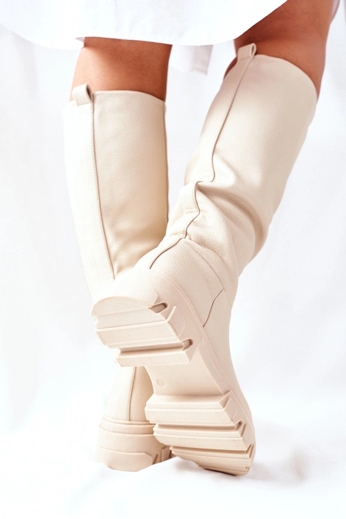 Damskie Wysokie Kozaki Beżowe Little Bit