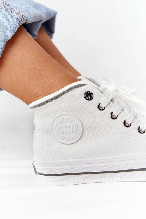 Damskie Wysokie Trampki Big Star HH274149 Białe