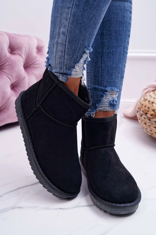 Damskie Botki Śniegowce Ocieplane Czarne Borneo