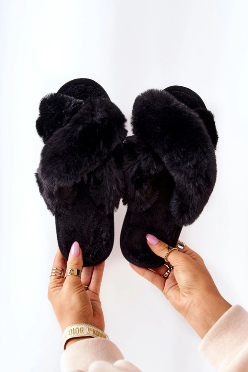 Papcie Damskie Z Futerkiem Czarne Colette