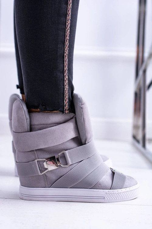 Zamszowe Sneakersy Na Koturnie Lu Boo Szare