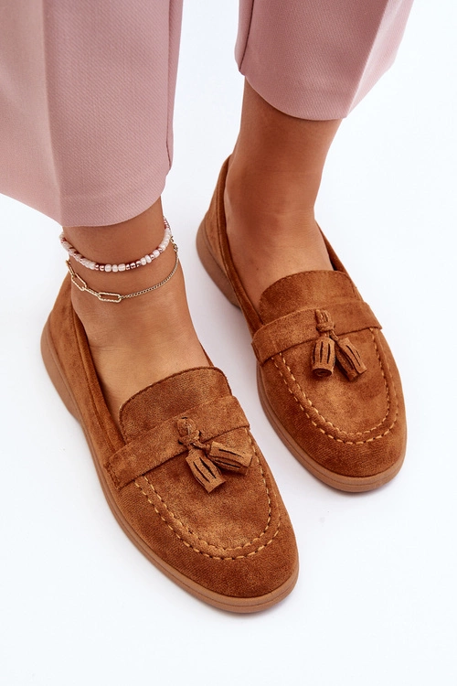 Damskie Zamszowe Mokasyny Camel Dansitu