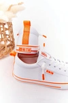 Dziecięce Skórzane Trampki BIG STAR HH374036 Biało-Pomarańczowe