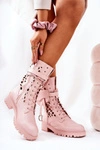 Ażurowe Botki Z Nerką Różowe Rock Star
