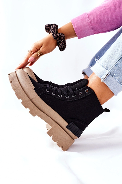 Damskie Botki Trapery Czarne Any One