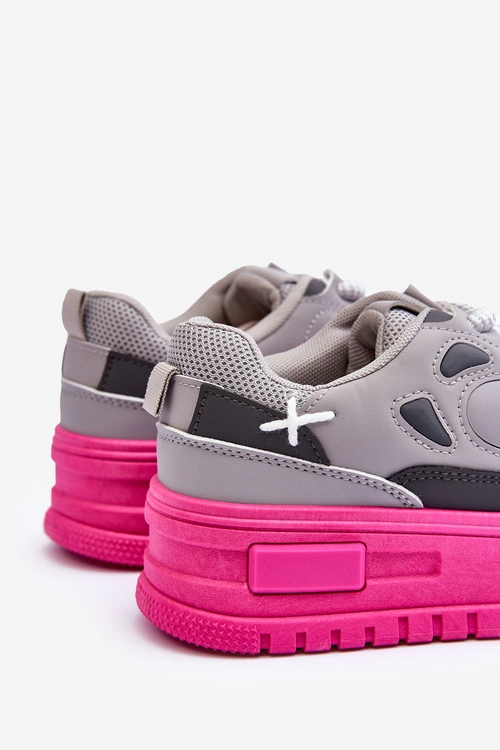 Sneakersy Damskie Na Platformie Szare Finos