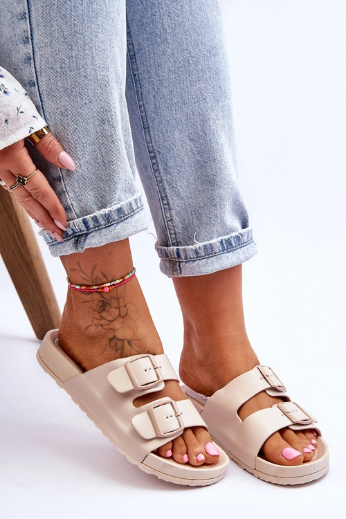 Damskie Klapki Na Platformie Beżowe Vertigo