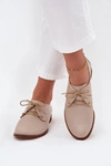 Skórzane Półbuty Damskie Eleganckie Sznurowane Zazoo 4238 Beżowe