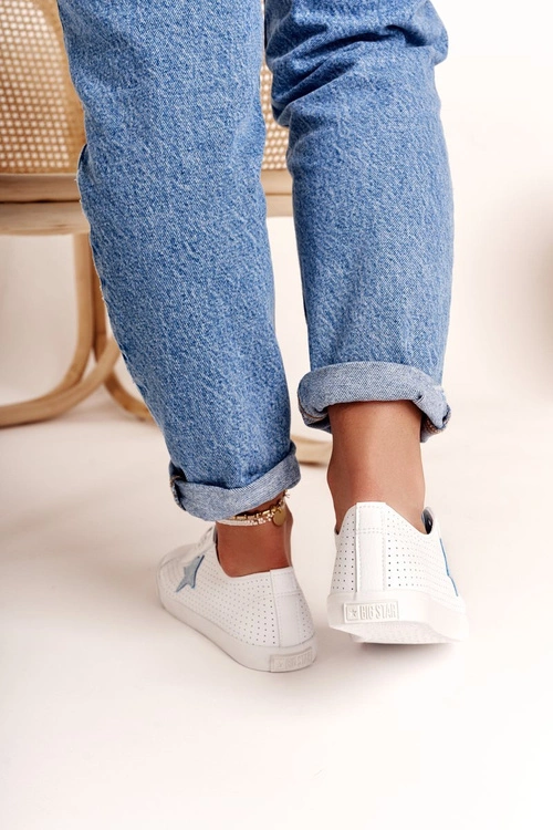 Damskie Skórzane Trampki Z Gwiazdą BIG STAR DD274692 Biało-Niebieskie