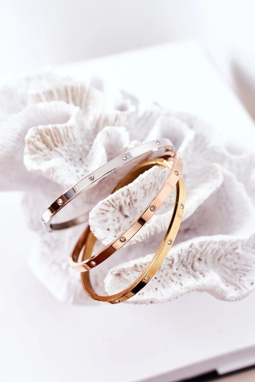 Bransoletka Stalowa Z Cyrkoniami Złota