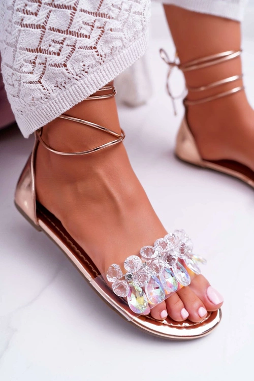 Damskie Sandały Lu Boo Kryształy Złote Madina