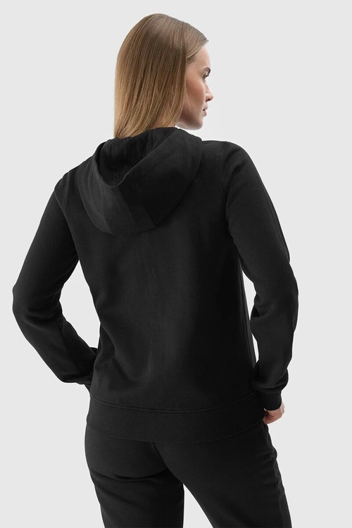 Bluza Damska Dresowa Z Kapturem Rozpinana Bawełniana 4F Czarna 4FWMM00TSWSF1467-20S