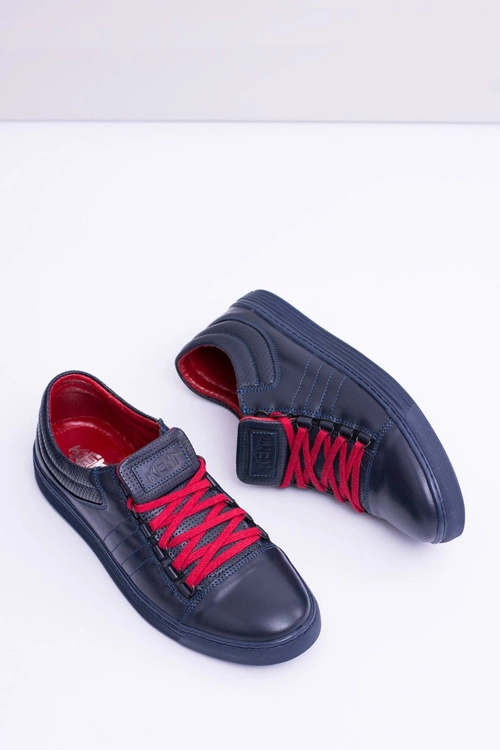 Męskie Skórzane Tenisówki Granatowe Elon