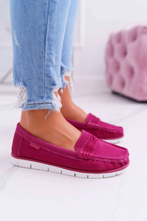 Mokasyny Damskie Skóra Zamszowa Fuksja Lauren