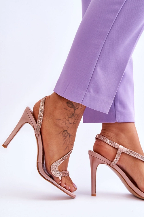 Eleganckie Wsuwane Sandałki Na Obcasie Nude Colima