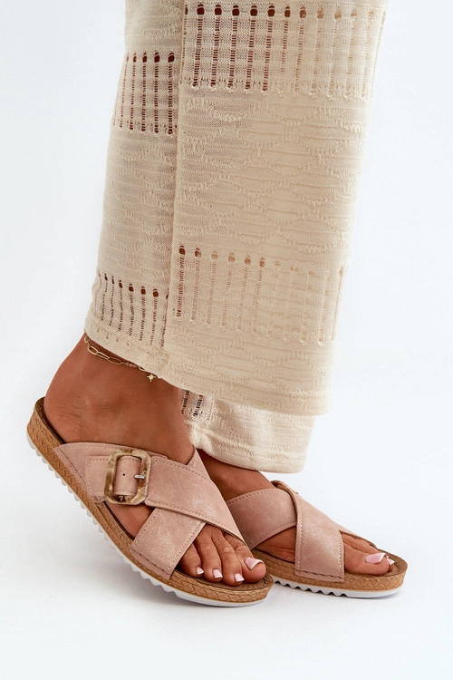 Wygodne Klapki Damskie Z Klamrą Inblu VO000012 Jasnoróżowe