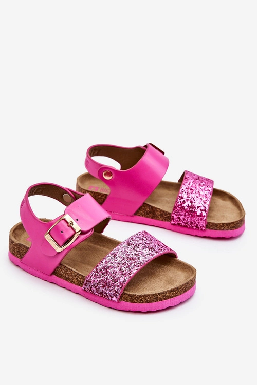 Skórzane Dziecięce Sandałki Big Star LL374135 Różowe