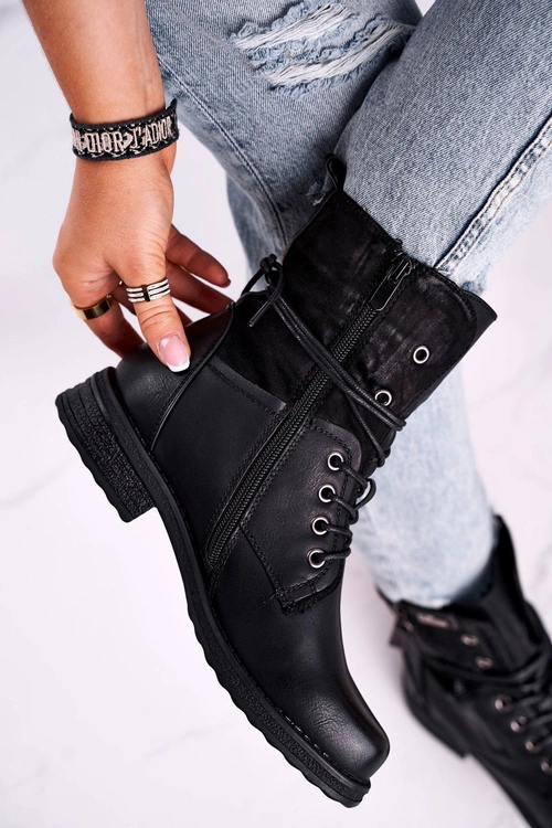 Botki Damskie Workery Czarne Perfecto