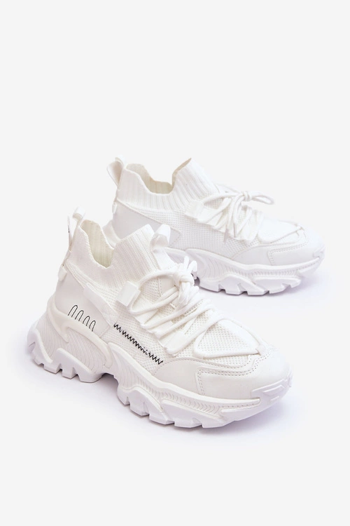 Damskie Sneakersy Skarpetkowe Wsuwane Białe Keaton