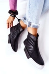 Skórzane Botki Na Platformie Czarne Maciejka 05216-01