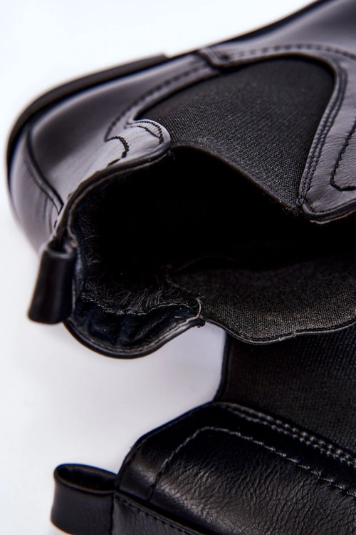 Skórzane Botki Sztyblety Czarne Astate