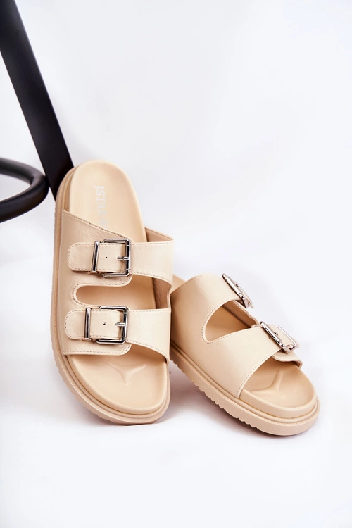 Klasyczne Wsuwane Klapki Damskie Beżowe Weston