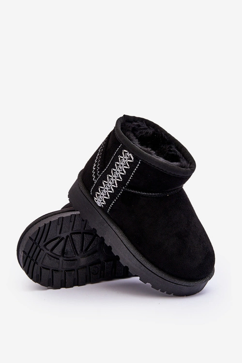 Śniegowce Botki Ocieplane Dziecięce Czarne Leonora