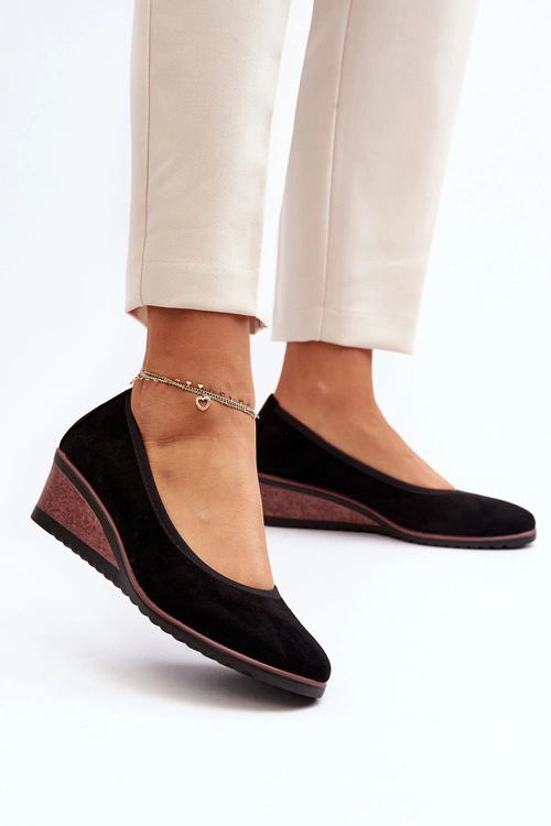 Damskie Półbuty Na Koturnie Czarne Belli