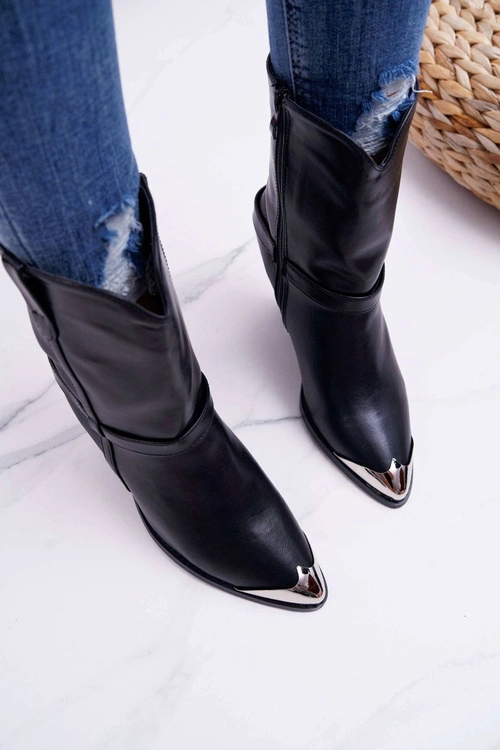 Botki Damskie Na Słupku Czarne Make Feel