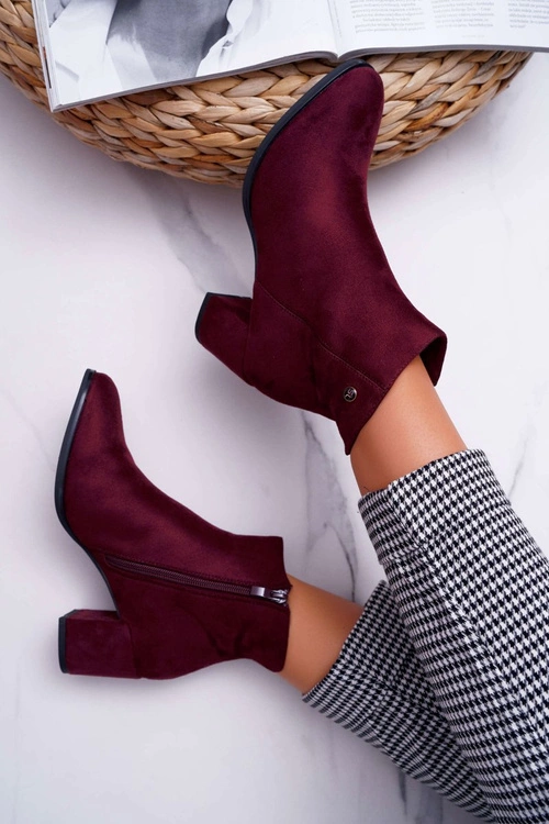 Botki Damskie Na Obcasie Sergio Leone Bordowe BT520