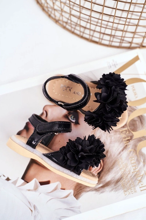 Dziecięce Sandałki Na Rzep Świecące Czarne Milena