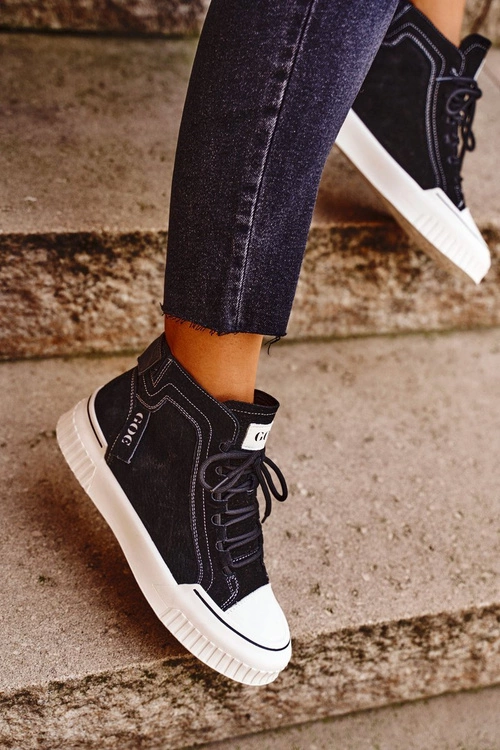 Damskie Sportowe Skórzane Obuwie GOE Czarne GG2N3062