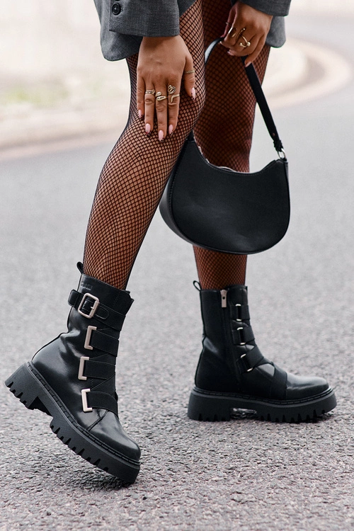 Skórzane Botki Damskie Ocieplane Big Star OO274A256 Czarne