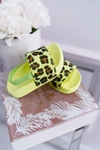 Dziecięce Gumowe Klapki Z Brokatem Limonkowe Rimia