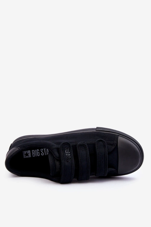Męskie Klasyczne Materiałowe Tenisówki Na Rzepy Big Star LL174631 Czarne