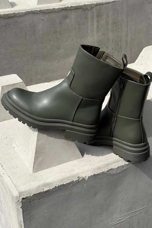 Botki Damskie Na Platformie I Płaskim Obcasie Zielone Levira