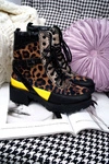 Damskie Botki Wysokie Trapery Leopard Femida
