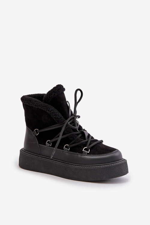 Botki Śniegowce Na Platformie Czarne Tamidra