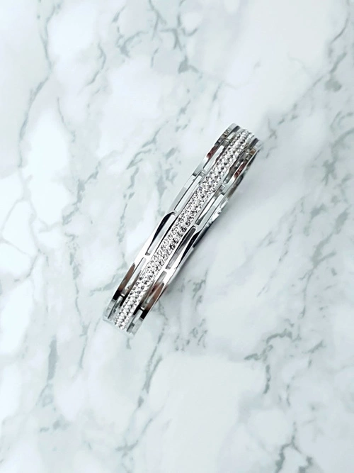 Damska Bransoleta Stalowa Z Cyrkoniami Srebrna Verne