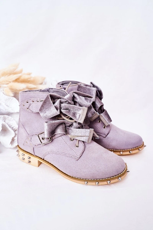 Dziecięce Ocieplane Botki Z Ćwiekami Lu Boo Szare