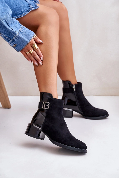 Eleganckie Botki Na Obcasie Ocieplane MR880-040 Czarne