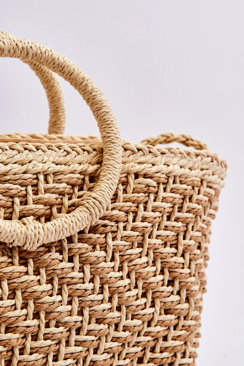 Modna Duża Torebka Na Zamek Beżowa