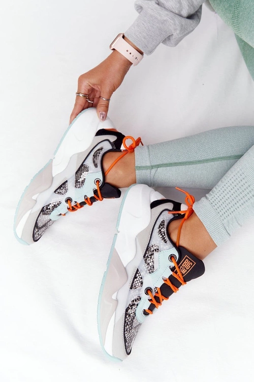 Damskie Sportowe Buty Memory Foam Big Star HH274324 Szaro-Zielone