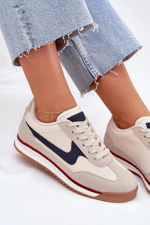 Buty Sportowe Sneakersy Damskie Beżowe Zerina
