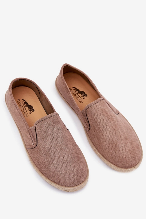 Espadryle Tenisówki Męskie Z Eko Zamszu Ciemnobeżowe Lunaria